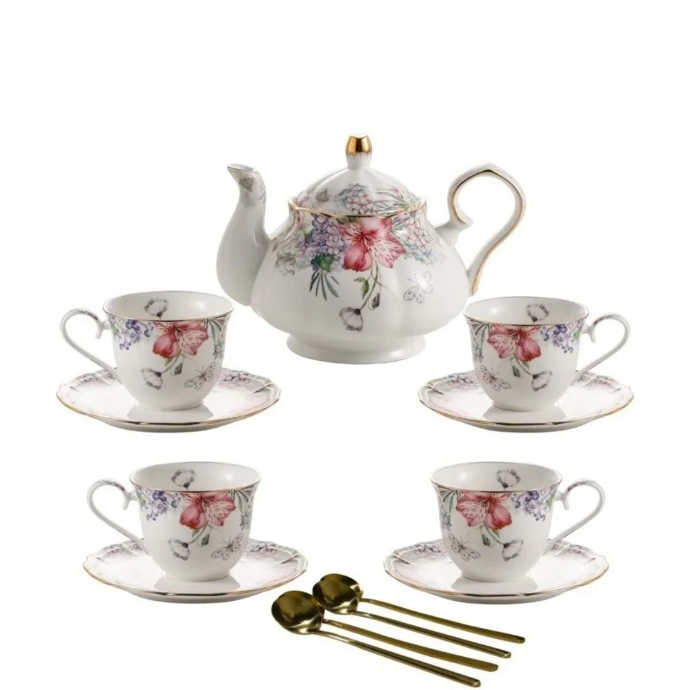 Le Potocio Bone China Tea Set Vintage Floral Coffee Cups And Tea Sets Porcelain